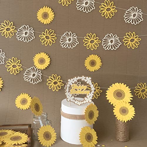 Pinfliers Bumble Bee Theme Paper Daisy Bunting, 18 pcs, Yellow and Cream, 75.5" Length - Image 5