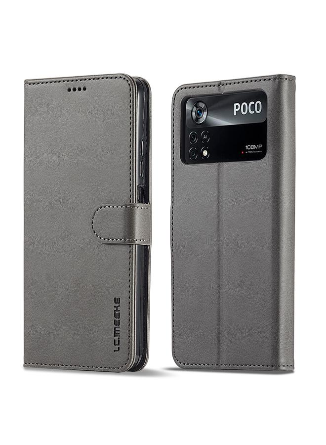 Case For Xiaomi Poco M4 Pro Calf Texture Leather Phone Case