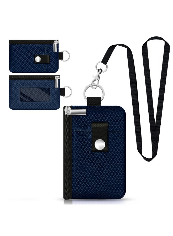 Minimalist RFID Blocking Small Wallet with ID Window,WaterResistant Zip Id Case Wallet with Lanyard Keychain for Cards,Cash,Travel,Women,Men - Image 1