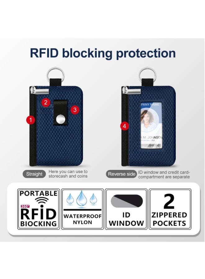 Minimalist RFID Blocking Small Wallet with ID Window,WaterResistant Zip Id Case Wallet with Lanyard Keychain for Cards,Cash,Travel,Women,Men - Image 2