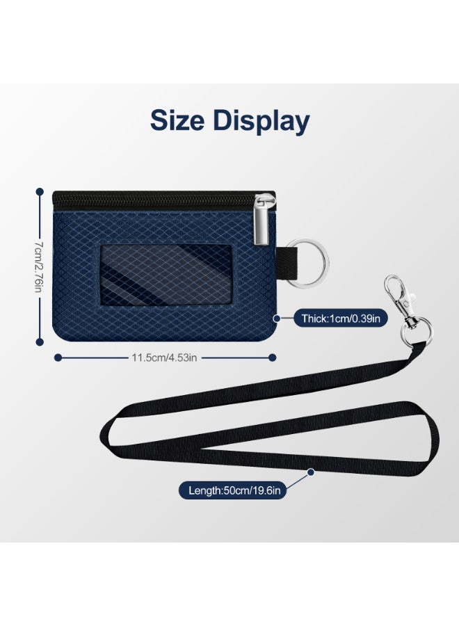 Minimalist RFID Blocking Small Wallet with ID Window,WaterResistant Zip Id Case Wallet with Lanyard Keychain for Cards,Cash,Travel,Women,Men - Image 5