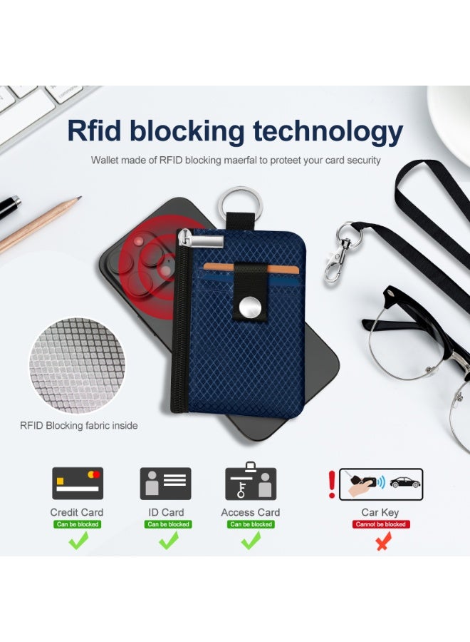 Minimalist RFID Blocking Small Wallet with ID Window,WaterResistant Zip Id Case Wallet with Lanyard Keychain for Cards,Cash,Travel,Women,Men - Image 4