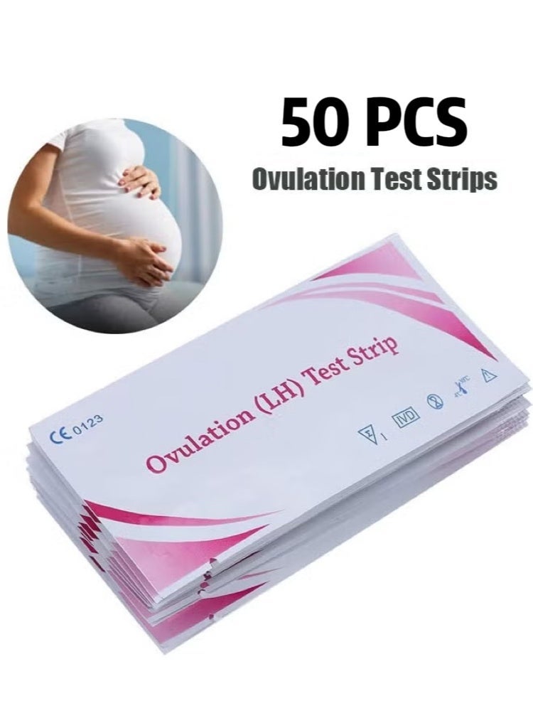 إل إتش مجموعة اختبار الإباضة 50 قطعة، شريط اختبار الإباضة، لاختبار الإباضة والتنبؤ بالخصوبة ومراقبة الخصوبة واختبار الحمل، سهلة الاستخدام ومغلفة بشكل فردي - Image 1