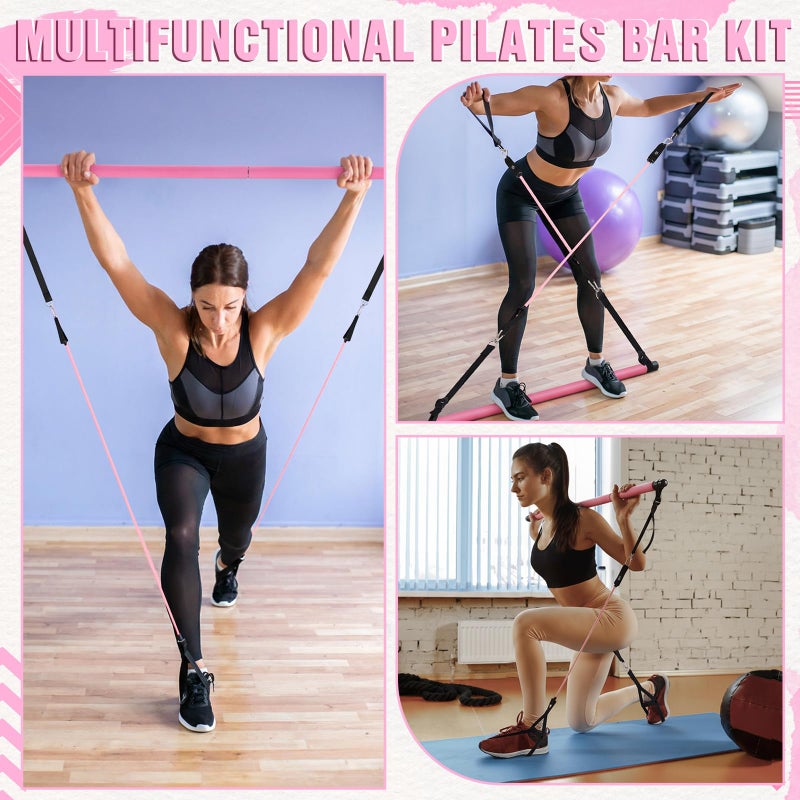 LaRandom Pilates Bar Kit with Resistance Bands Multifunctional Pilates Bar with Metal Adjustment Buckle Portable Storage Bag Yoga Essentials Kit Exercise Equipment for Home Women Gym Workout - Image 4