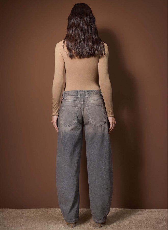 trendyol Gray Low Waist Baggy Jeans - Image 4