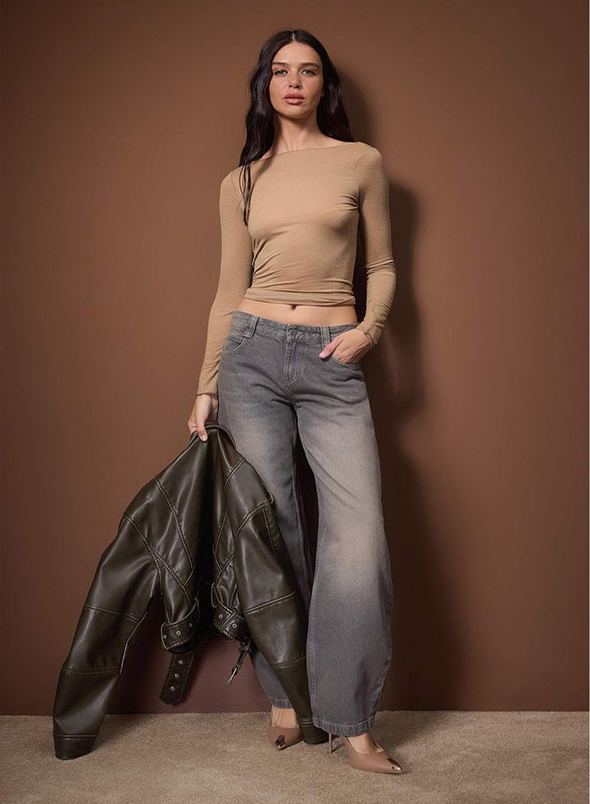 trendyol Gray Low Waist Baggy Jeans - Image 2