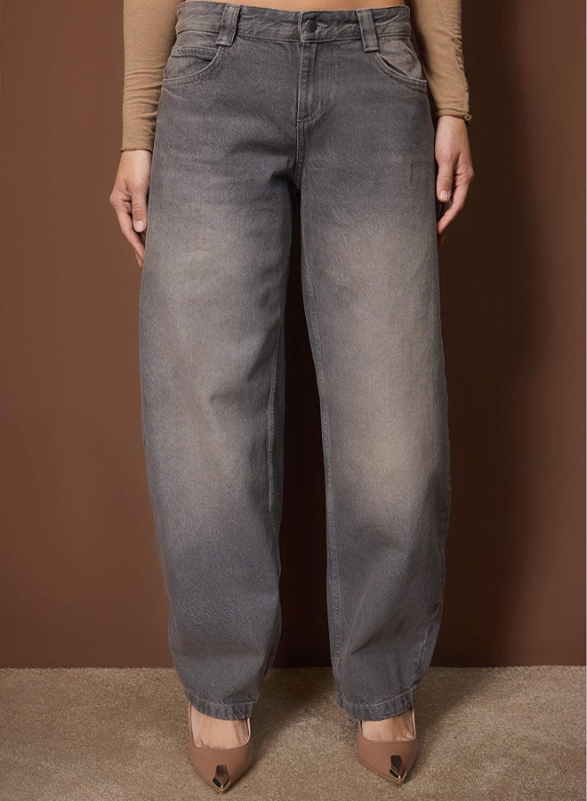 trendyol Gray Low Waist Baggy Jeans - Image 3