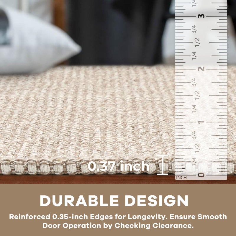 KOZYFLY Indoor Door Mat 2x3 ft Small Area Rugs Washable Front Door Mat Non Slip Rubber Backed Entryway Rug Cotton Entrance Doormat for Front Porch Bathroom Kitchen Bedroom, Ivory/Khaki - Image 4