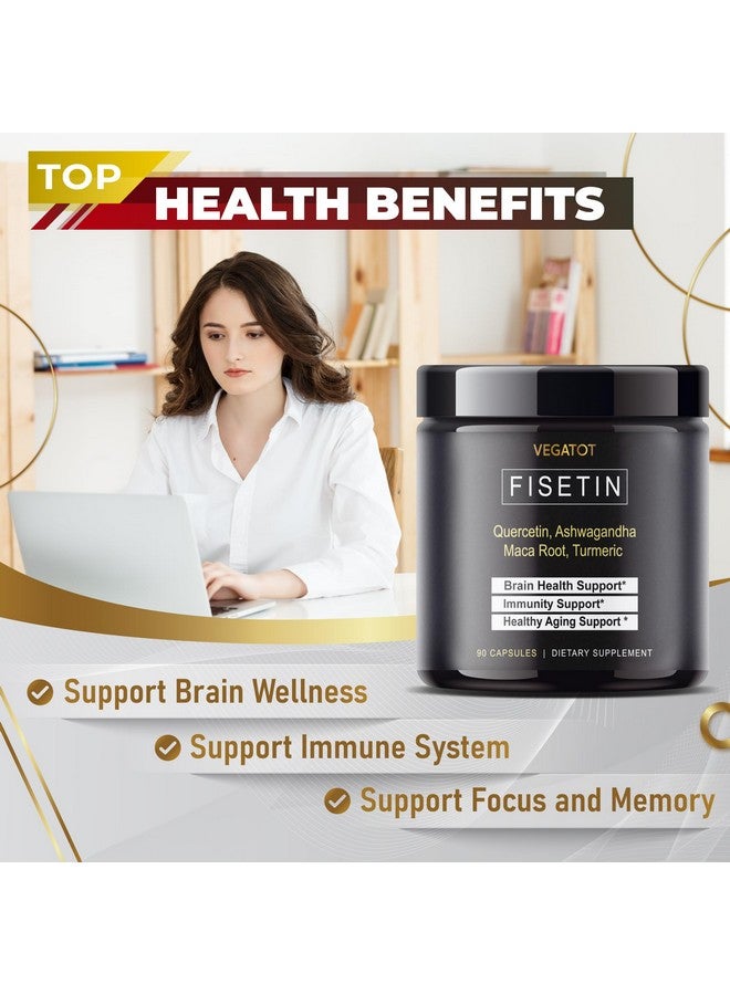 VEGATOT Fisetin High Purity 98%% **USA Made and Tested** (Similar to Apigenin Luteolin Quercetin) with Quercetin Ashwagandha Maca Root Turmeric - Promote Healthy Aging, Energy, Immune Support - Image 3