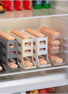Bukela The 3-layer egg rack storage box with a sloping automatic rolling egg storage box is suitable for refrigerators  - Image 2