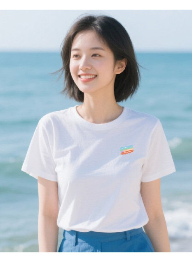 Your Sun Simple Print [100% Cotton] Women'S Base Layer Shirt Summer Thin Pure Cotton Short Sleeve T-Shirt Women'S Undershirt - Image 1