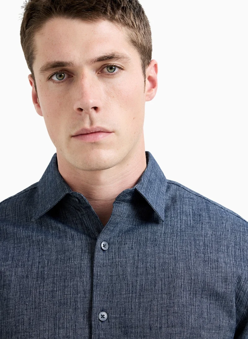 French Connection Navy Structured Regular Fit Shirt for Men | Best Price UAE