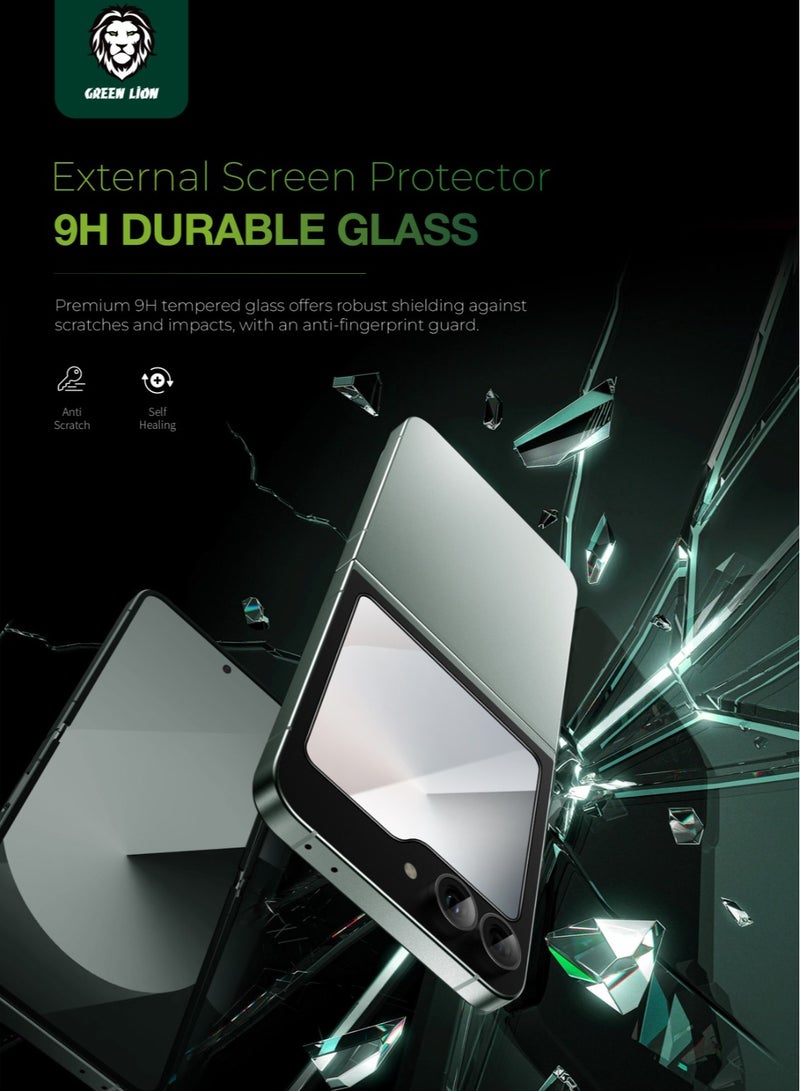 GREEN LION Flip Protection Pack Privacy for Samsung Galaxy Z Flip 6 / Front Glass & Inside Soft Film / Ultra-Thin / Anti Peeping / Anti Fingerprint / Anti Scratch / Crystal Clear - Clear - Image 2