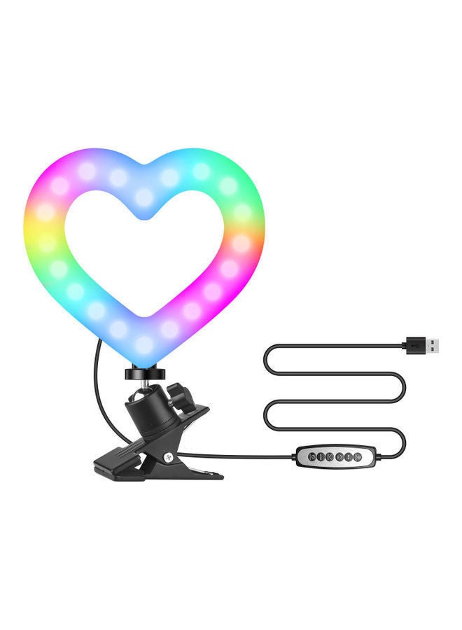 NIBEMINENT RGB Heart Shaped LED Video Light Clip-On Laptop Dimmable USB Powered for Live Streaming Multicolour - Image 1