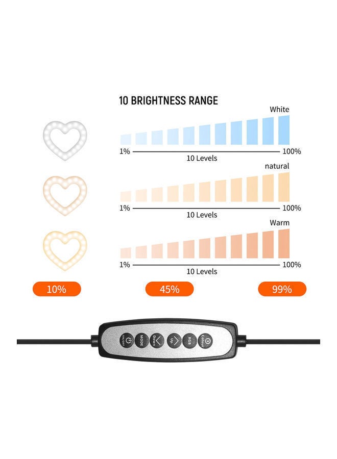 NIBEMINENT RGB Heart Shaped LED Video Light Clip-On Laptop Dimmable USB Powered for Live Streaming Multicolour - Image 5