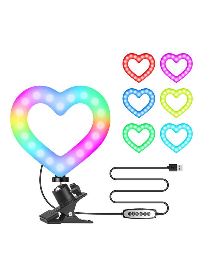 NIBEMINENT RGB Heart Shaped LED Video Light Clip-On Laptop Dimmable USB Powered for Live Streaming Multicolour - Image 2