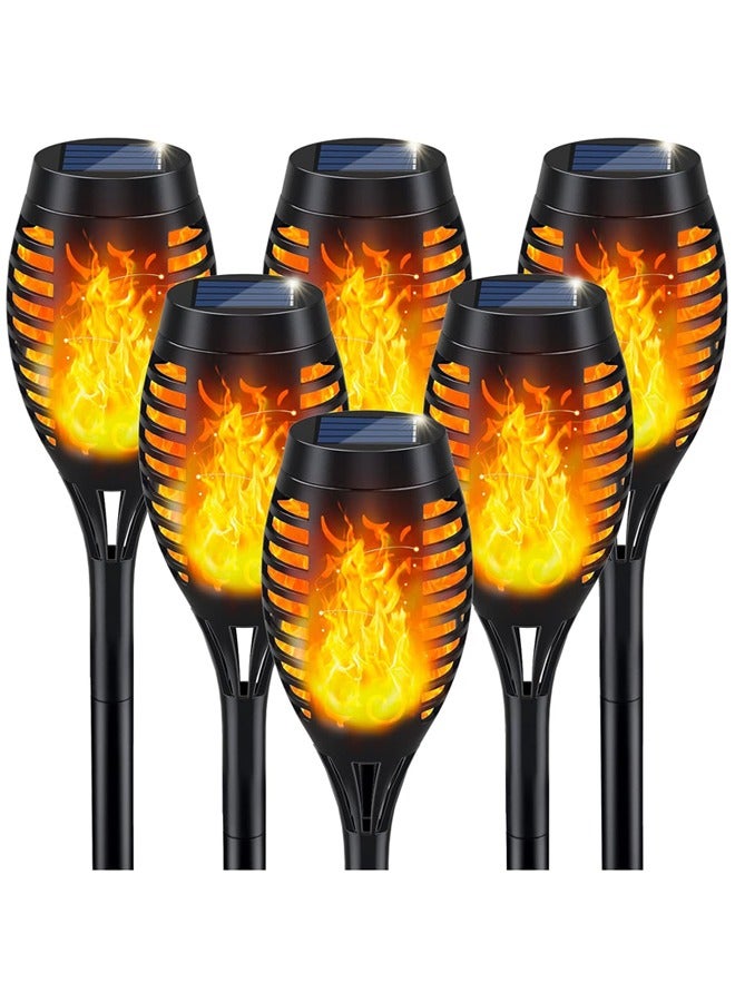 المصابيح الشمسية في الهواء الطلق، 6 حزم ضوء الشعلة الشمسية مع اللهب Flickering، مصابيح الحديقة الشمسية المقاومة للماء، المصابيح الشمسية في الهواء الطلق للساحة، مشاعل لهب للتزيين الخارجي الديكور مسار باتيو - Image 1