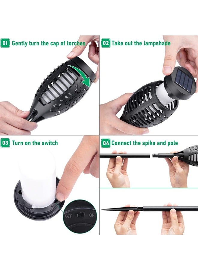 المصابيح الشمسية في الهواء الطلق، 6 حزم ضوء الشعلة الشمسية مع اللهب Flickering، مصابيح الحديقة الشمسية المقاومة للماء، المصابيح الشمسية في الهواء الطلق للساحة، مشاعل لهب للتزيين الخارجي الديكور مسار باتيو - Image 5