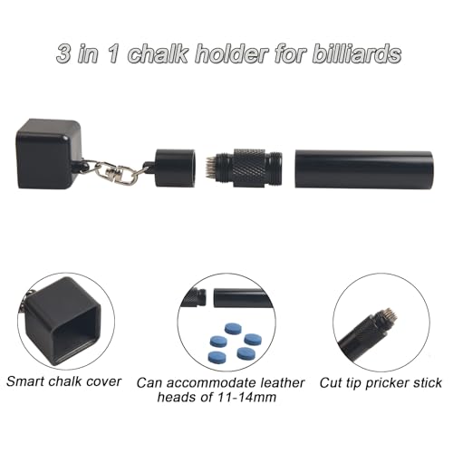 LAKE OF FIRE 3-in-1 Snooker/Pool Cue Tip Shaper with Repair Tool, Cue Tip Storage, and Billiard Chalk Holder(Black) - Image 3