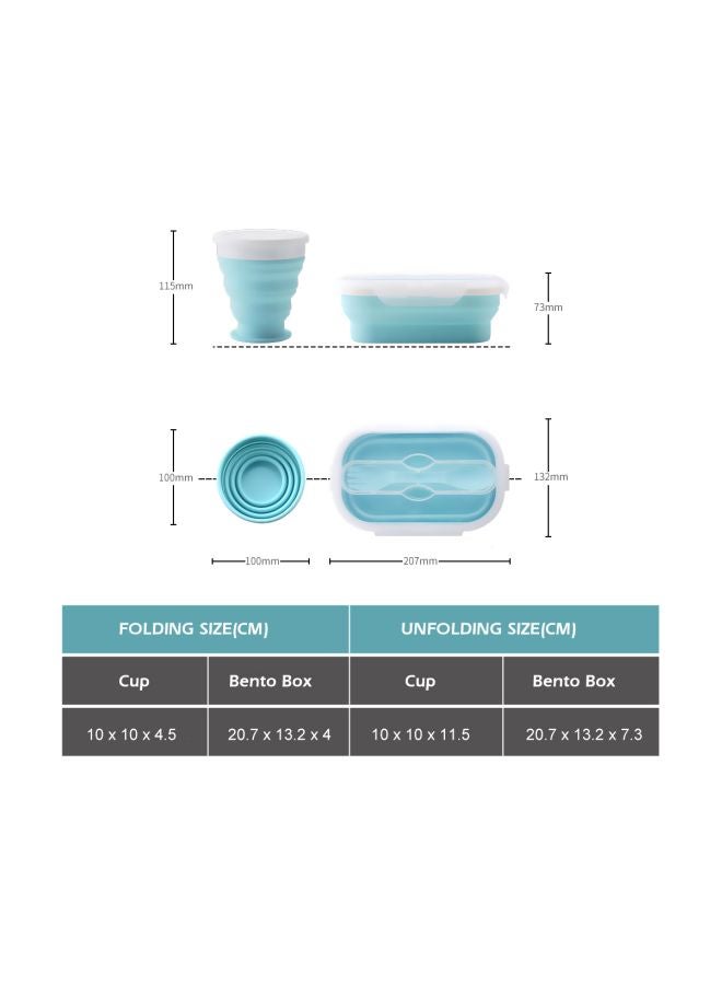 NIBEMINENT Collapsible Silicone Lunch Box With Cup Pink/White - Image 5