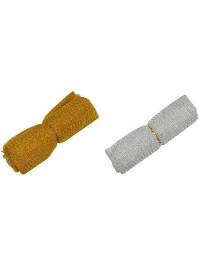 Just Flowers Decoration Mesh Net for Gift Wrapping, Home Decoration, Trousseau Packaging, Flower Bouquet Decor, Mandap Decoration, Fruit Basket Packing (5 Mtr x 2 Roll) (Silver & Gold) - Image 1