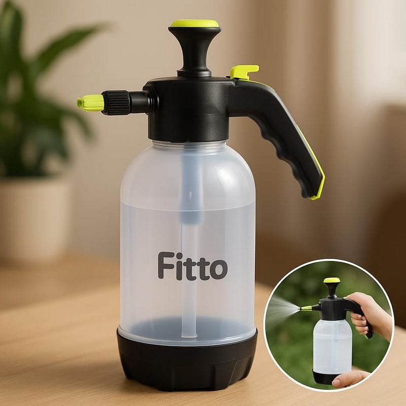 Fitto 2 Litre Spray Bottle with Green Trigger and Clear Container - Image 3