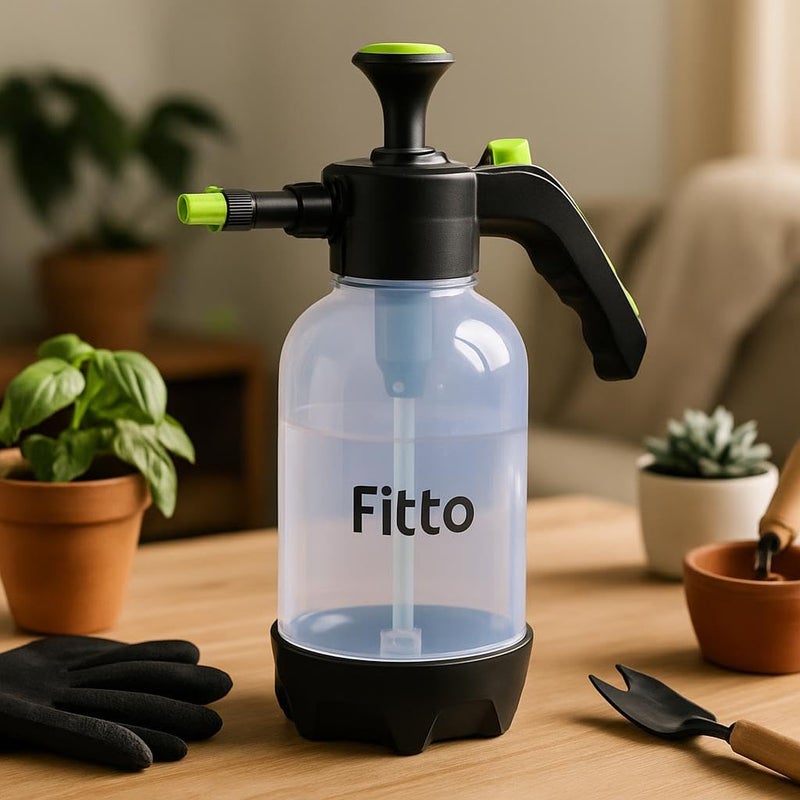 Fitto 2 Litre Spray Bottle with Green Trigger and Clear Container - Image 2