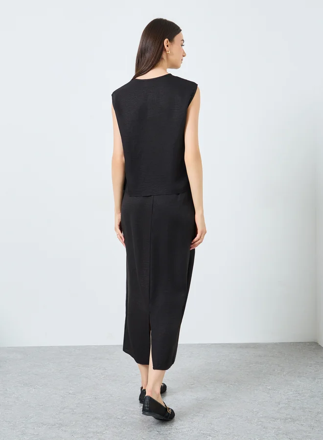 تايك تو طقم منسق من تنورة وبلوزة بدون أكمام