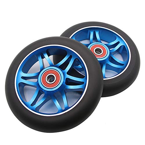 Z-FIRST 2PCS 110mm Pro Scooter Wheels with Abec 9 Bearings Fit for MGP/Razor/Lucky Pro Scooters (Blue) - Image 4