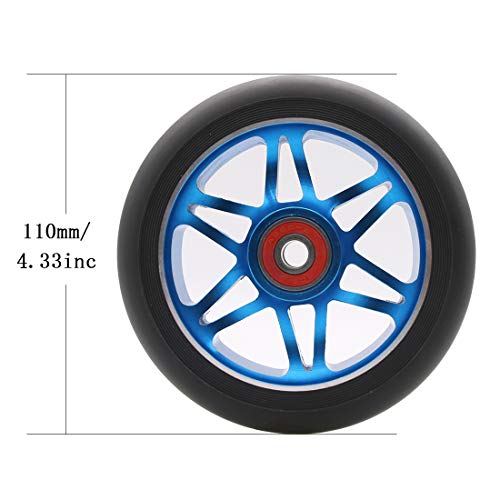 Z-FIRST 2PCS 110mm Pro Scooter Wheels with Abec 9 Bearings Fit for MGP/Razor/Lucky Pro Scooters (Blue) - Image 2