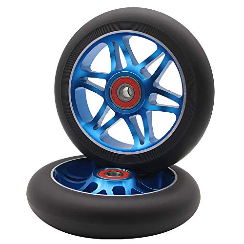Z-FIRST 2PCS 110mm Pro Scooter Wheels with Abec 9 Bearings Fit for MGP/Razor/Lucky Pro Scooters (Blue) - Image 3