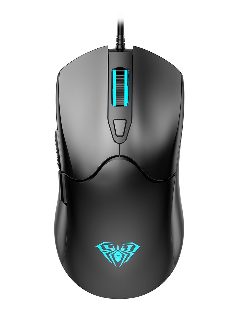 AULA S13 Black, RGB Gaming mice with Side Buttons, Rainbow LED Backlit, 3600 DPI Adjustable Ergonomic Optical - Image 3