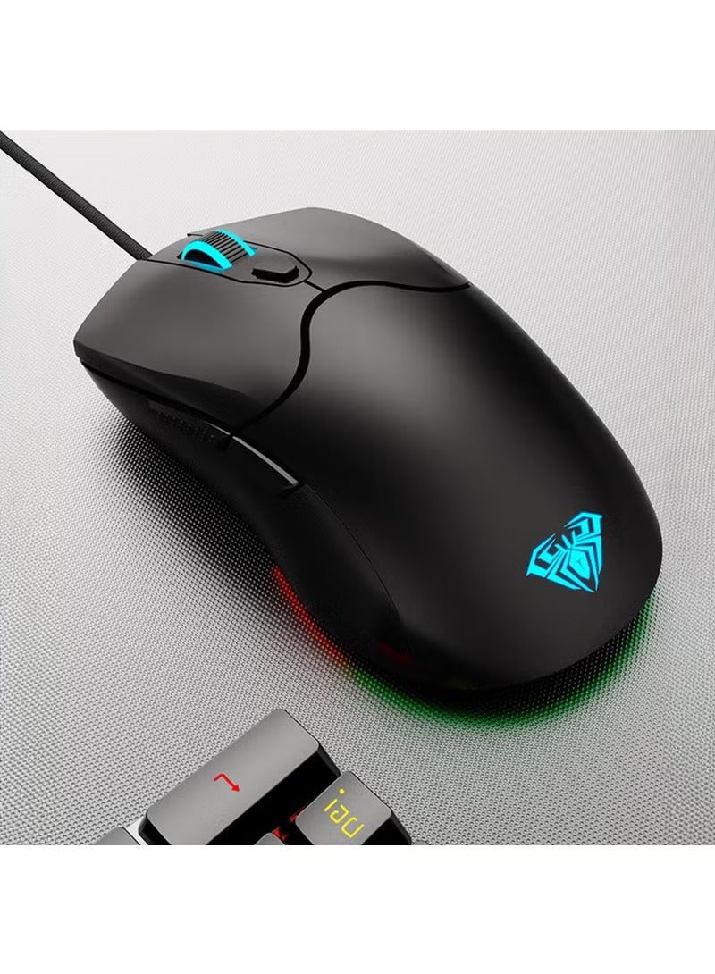 AULA S13 Black, RGB Gaming mice with Side Buttons, Rainbow LED Backlit, 3600 DPI Adjustable Ergonomic Optical - Image 5