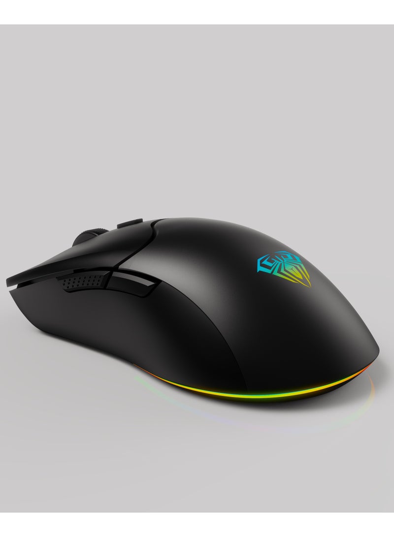 AULA S13 Black, RGB Gaming mice with Side Buttons, Rainbow LED Backlit, 3600 DPI Adjustable Ergonomic Optical - Image 1