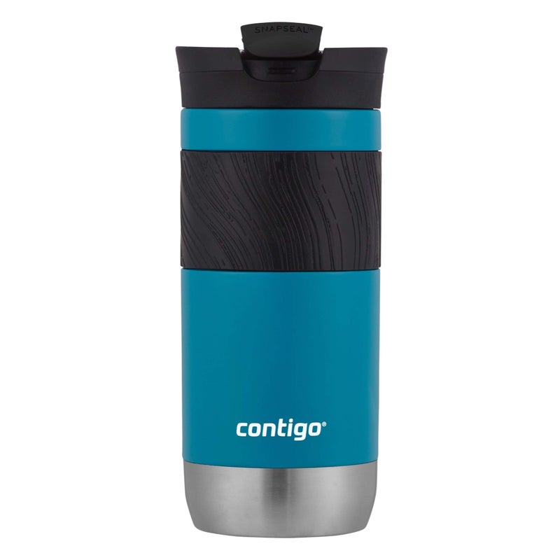 Contigo كوب السفر من كونتيغو بايرون 2.0 من الفولاذ المقاوم للصدأ مع غطاء SNAPSEAL سعة 16 أونصة. عبوة من 2، ساكي/جنبيير - Image 3