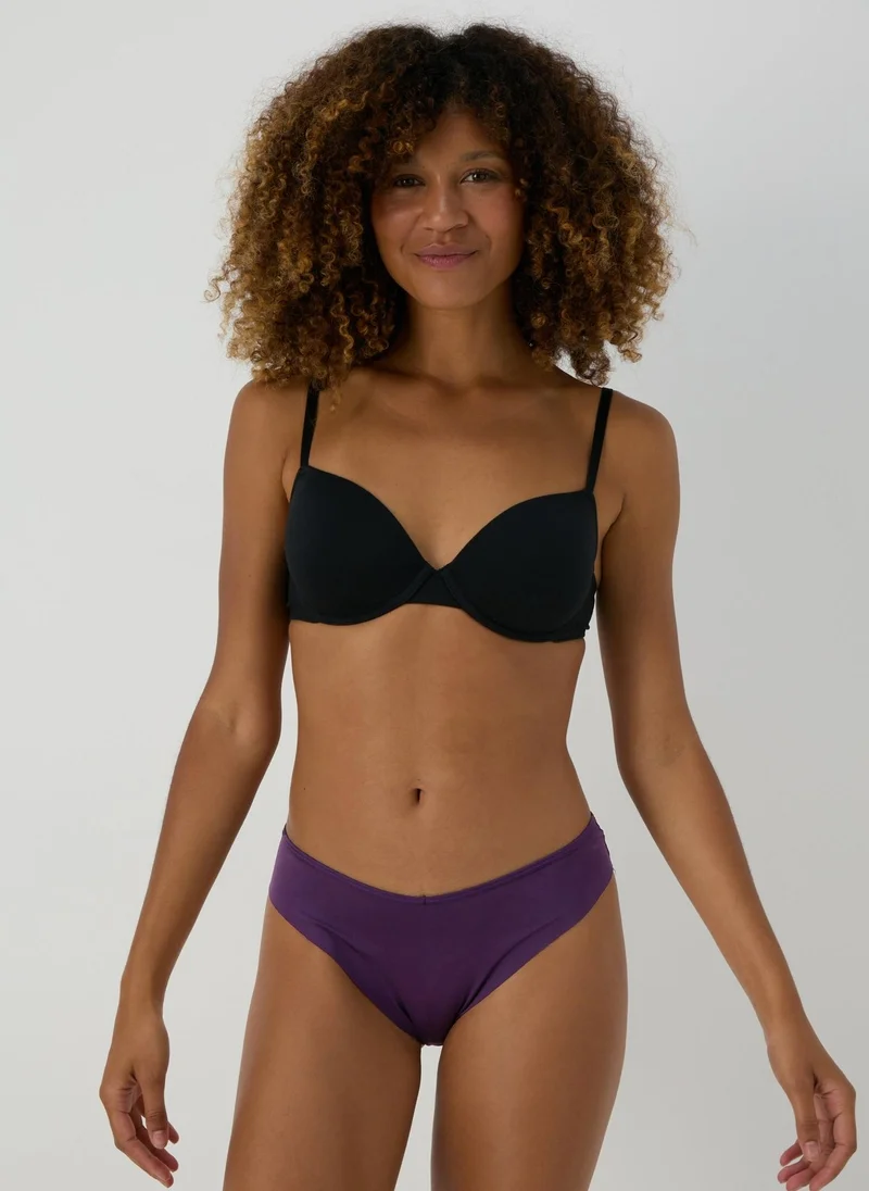 Matalan Purple Lace Detail Brazilian Knickers
