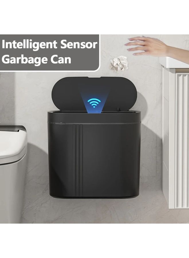 1pc Modern Automatic Sensor Trash Can 4 76gal Large Capacity Smart Bin Hands Free Operation Infrared Sensor Lid Battery Powered Low Voltage Wireless Communication Hygienic Use Home Office Compatible With Smart Home Black - Image 1