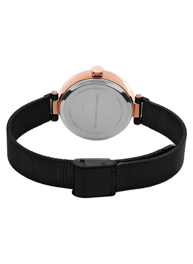 French Connection Women's 32mm Analog Watch with Black Dial & Stainless Steel Mesh Bracelet  - Image 4