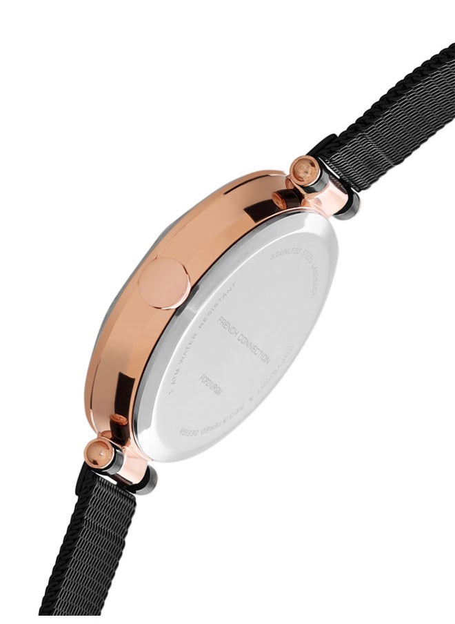 French Connection Women's 32mm Analog Watch with Black Dial & Stainless Steel Mesh Bracelet  - Image 3