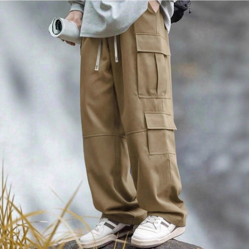 Men's Casual Cargo Pants Straight Leg Relaxed Fit Multi Pockets - Image 4