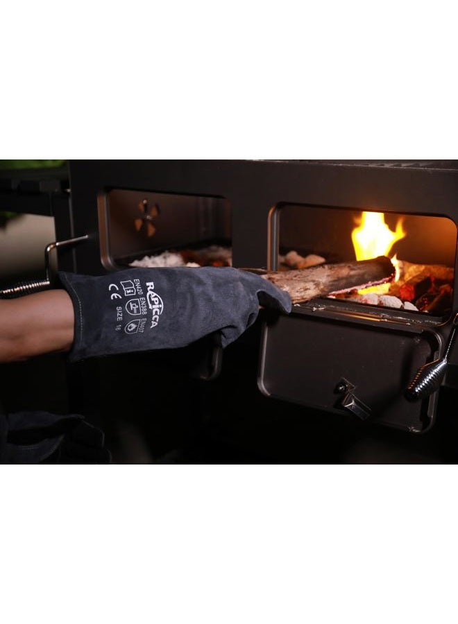 RAPICCA Forge Welding Gloves Extreme Heat Resistant Leather with Kevlar Stitching,Perfect for Fireplace,Stove,Oven,Furnace,Grill,BBQ,Mig,Pot Holde,Animal handling 16 inches Extra Long Sleeve - Gray - Image 2