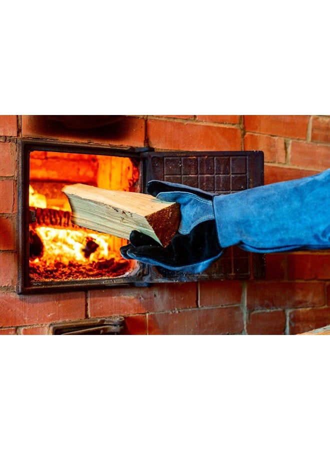 RAPICCA Forge Welding Gloves Extreme Heat Resistant Leather with Kevlar Stitching,Perfect for Fireplace,Stove,Oven,Furnace,Grill,BBQ,Mig,Pot Holde,Animal handling 16 inches Extra Long Sleeve - Gray - Image 3