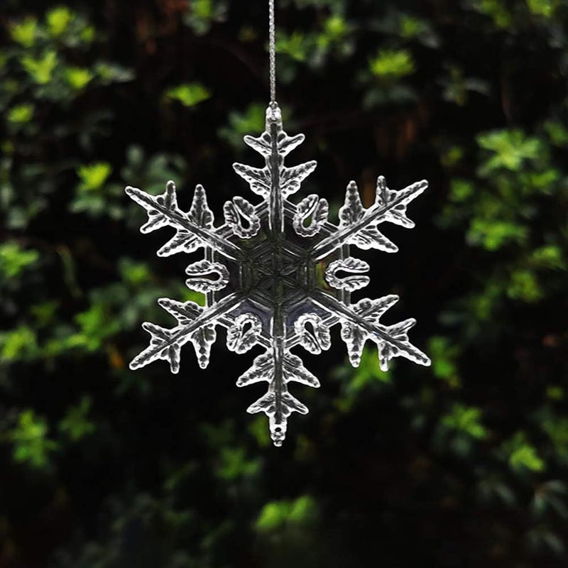 ccHuDE 20 Pcs Clear Acrylic Christmas Snowflake Decor Xmas Tree Hanging Ornaments Window Decoration Snow Theme Decoration 83mm - Image 1