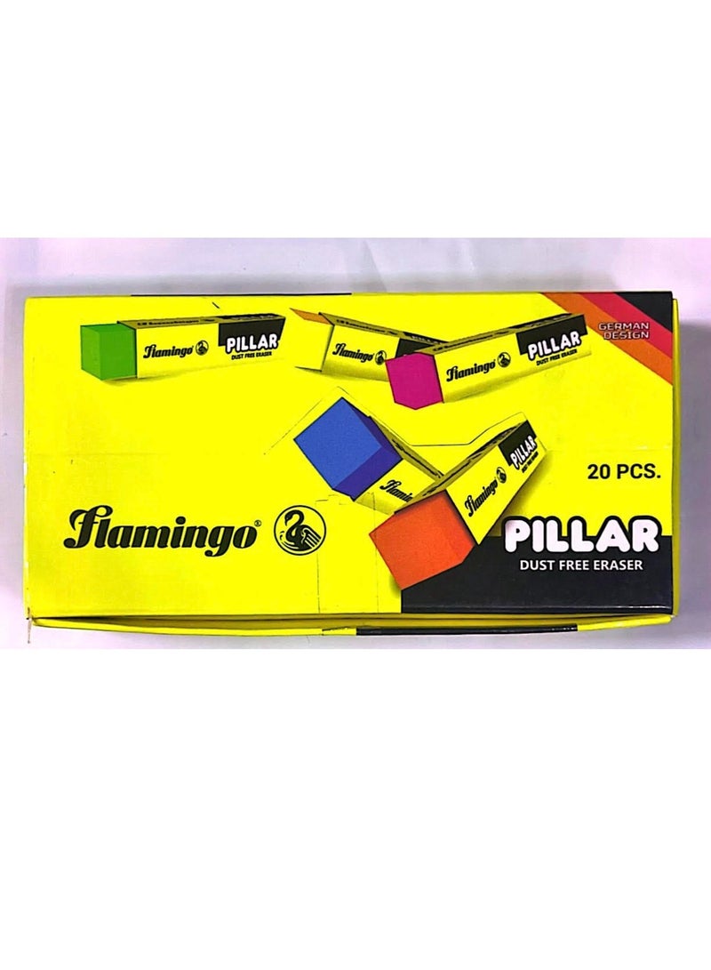 Flamingo 20-Pieces Pillar Dust Free Erasers Multicolor - Image 2