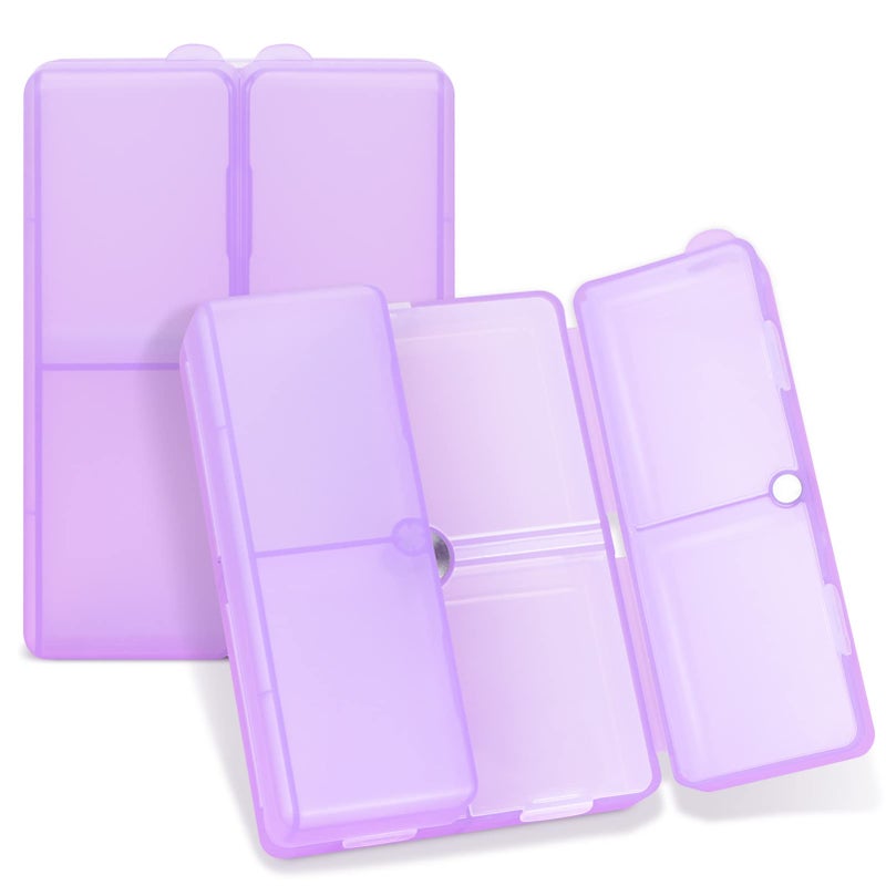 FYY Daily Pill Organizer,7 Compartments Portable Pill Case Travel Pill Organizer,[Folding Design] Large Pill Box for Purse Pocket to Hold Vitamins,Cod Liver Oil,Supplements and Medication-Clear Purple - Image 1