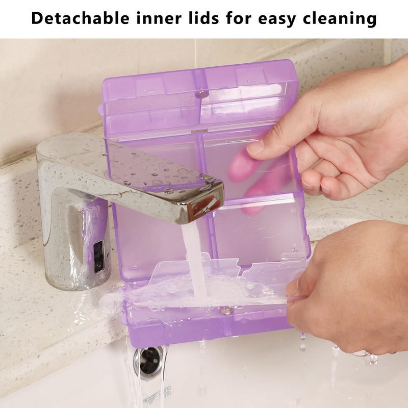 FYY Daily Pill Organizer,7 Compartments Portable Pill Case Travel Pill Organizer,[Folding Design] Large Pill Box for Purse Pocket to Hold Vitamins,Cod Liver Oil,Supplements and Medication-Clear Purple - Image 5