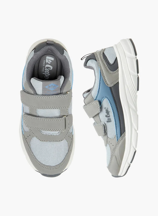 Lee Cooper Boys' Panelled Sneakers with Hook and Loop Closure