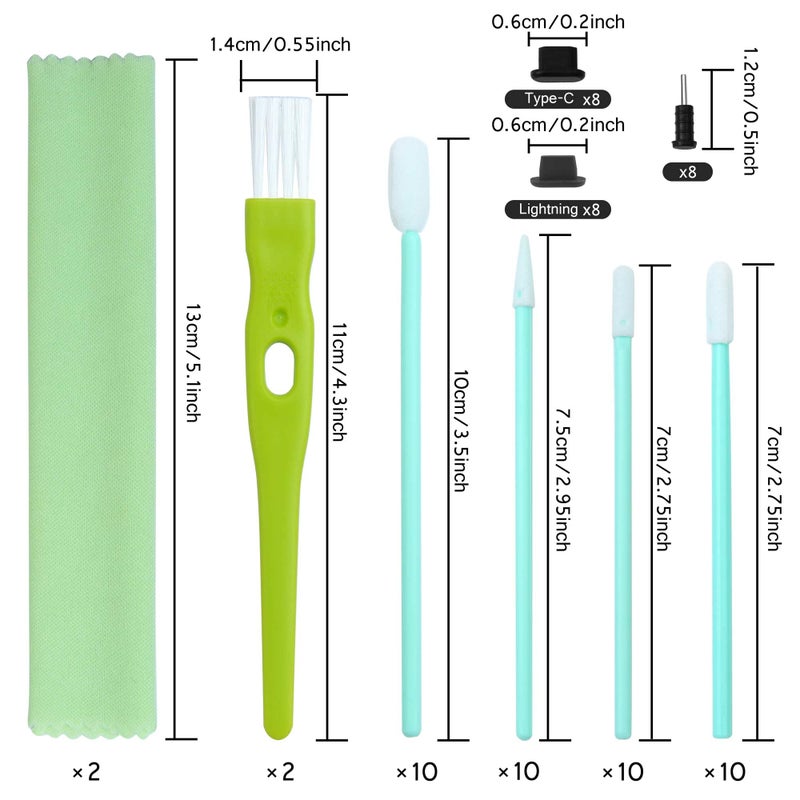 Aneco 68 Pieces Cell Phone Cleaning Kit Brush Set USB Charging Port Type C Anti Dust Port Plug Set and Headphone Jack Cleaner Compatible with iPhone, iOS Android, Cell Phone, Electronics Cleaner - Image 2