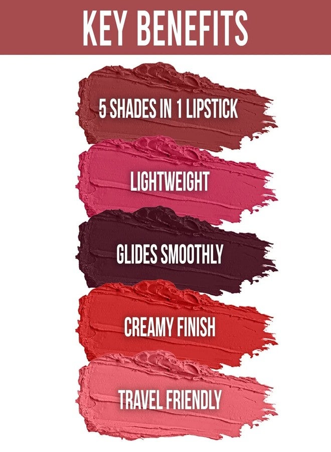 Aasakt Crayon Matte Shades 5 Lipsticks in 1 (Nude) Edition Lipstick (Multi, 10 ml) - (Pack of 1) - Image 4