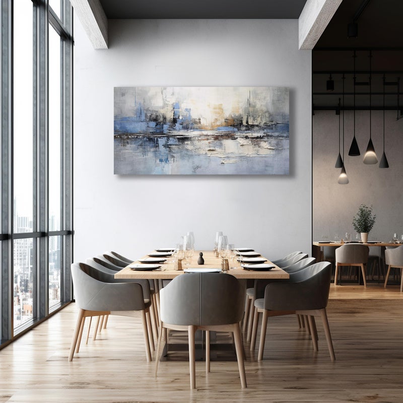 VHMING Abstract Wall Art Wall Decor Blue and Gray White Modern Canvas Wall Paintings Abstract Artwork for Living Room Bedroom Bathroom Office Home Decor Can Be Hung Directly 20"x 40" - Image 4